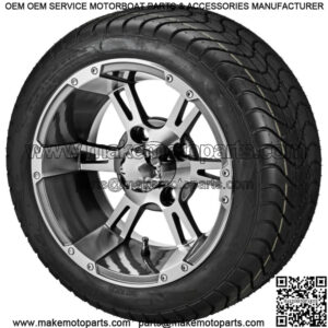 (4) Golf Cart 215/40-12 DOT Street Tires on 12x7 Gunmetal Raptor Wheels