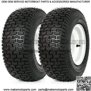 16x6.50-8 Lawn Mower Tires with Rim, 3" Offset Hub, 3/4" Bushing, 16x6.5-8 Tractor Turf Tire, 4 Ply Tubeless, Set of 2