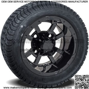 Set of 4 10 inch Storm Trooper Black Golf Cart Wheels On Low Profile Tires