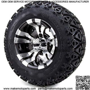 10" Vampire Machined Black Golf Cart Wheels and All Terrain Tires Combo Set of 4