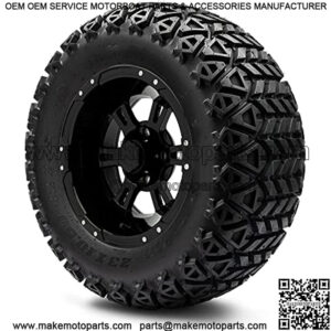 12" Ambush Glossy Black Golf Cart Wheels and All Terrain Tires Combo Set of 4