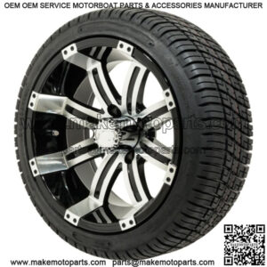 14" Tempest Black/Machined Golf Cart Wheels on 205/30-14 (18") Tires-Set of 4