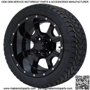 12" Stalker Gloss Black Wheels and 215/40-12 Low Pro Golf Cart Tires-Set of 4
