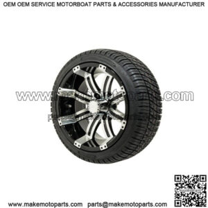 Set of 4 14" Tempest Black/Machined Golf Cart Wheels & 205/30-14 (18") Tires