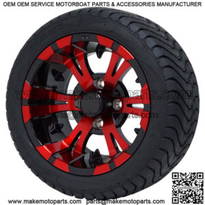 12" Vampire Red/Black Aluminum Wheels and 215/40-12 Low Pro DOT Tires - Set of 4