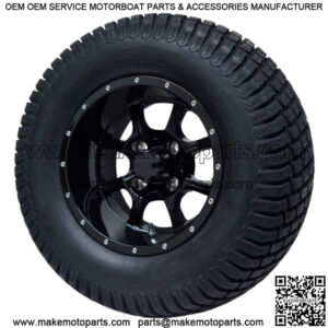 12" Stalker Gloss Black Wheels and 23" Turf Lifted Golf Cart Tires - Set of 4