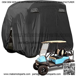 4 Passenger Golf Cart Cover Fits EZGO, Club Car, Yamaha, 400D Waterproof Windproof Sunproof Outdoor All-Weather Polyester Full Cover with Three Zipper Doors - Black/Army Green/Sliver/Camouflage