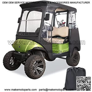 Golf Cart Enclosure for 2 Passenger Yamaha G14 G16 G22 G29 Drive 2 Model Waterproof Rain Cover with Side Mirror Opening Transparent Tail Light Panel Foldable Door Windshield 4-Sided Clear Window