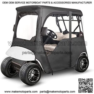 Golf Cart Deluxe Enclosure for EZGO TXT 2 Passenger, 4-Sided Clear PVC Window Rain Cover with Zipper Entry, Black