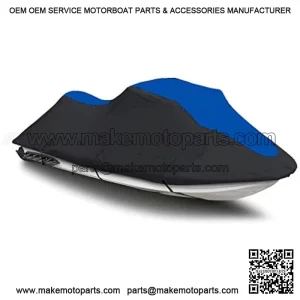 Black/Blue Heavy-Duty, 600 Denier Cover Compatible for Yamaha FZR 2009 2010 2011 2012 2013 2014 2015 2016 Jet Ski PWC Watercraft Cover