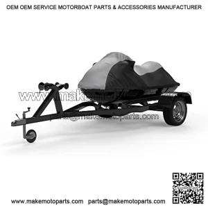 Weatherproof Jet Ski Cover Compatible with 2009-2016 Yamaha Wave Runner FZR - Gray/Black Color - Trailerable - Protects from Rain, Sun, and More! Includes Trailer Straps and Bag