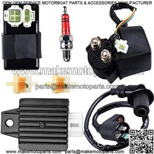Gy6 Ignition Coil +AC CDI Box Solenoid +Relay +Voltage Regulator +Spark Plug for Tomberlin Crossfire 150R American Sportworks 150 Hammerhead GTS 150cc Go karts Gy6 150cc Engine Scooter Moped Part