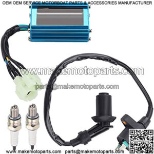 Tvent GY6 Ignition Coil + 6 Pins AC CDI Box Spark Plug Replacement for Gy6 139QMB 152QMI 157QMJ 150cc 125cc 50cc Scooter Moped ATV Go Karts