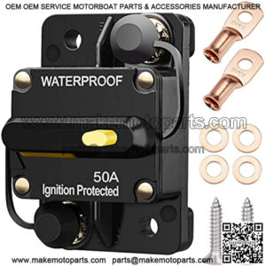 50 Amp Circuit Breaker with Manual Reset for Car Marine Trolling Motors Boat ATV Manual Power Protect for Audio System Fuse, 12V-48V DC (50A)