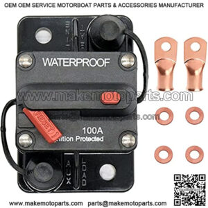 100 Amp Circuit Breaker with Manual Reset Fuse for Car Marine Trolling Motors Boat ATV Manual Power Protect for Audio System Fuse DC 12V-48V Waterproof (100A),74 x 49 x 44