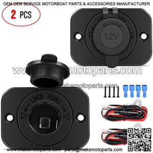 2 Pack Car Cigarette Lighter Socket DC 12V Waterproof Power Outlet Adapter Replacement with Terminals Wires and Screws for Marine Boat Motorcycle, Boat, Car,Truck, RV, ATV