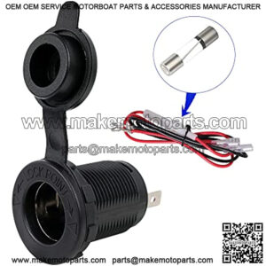 Female 12 Volt Cigarette Lighter Socket Car Automotive Marine ATV Truck RV Boats Lighter SockeOutlet Socket Receptacle, DAMAVO YM1084 12V/24V DC Flush Mount with Waterproof Plug (1 PC)