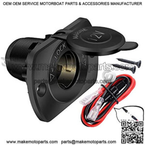 12V Car Marine Boat Cigarette Lighter Socket Replacement Female Connector Auto DC SockeOutlet with Wire Fuse and Waterproof Cover