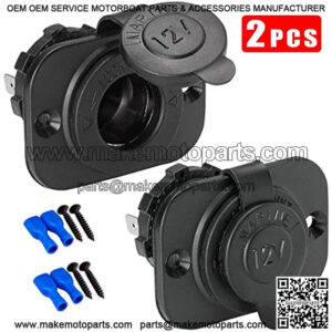 2 Pack Car Cigarette Lighter Socket DC 12V, Waterproof Power Outlet Adapter Replacement with Terminal/Screw for Marine, Motorcycle, Boat, Truck, RV, ATV