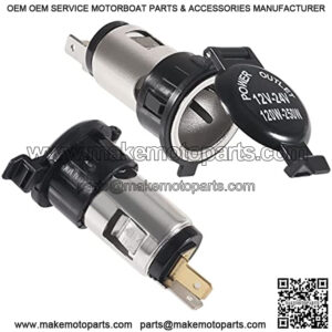 2Pcs DC 12V Cigarette Lighter Socket with Cover Universal 12 Volt 120W Power Automotive Replacement Cigarette Lighter Plug Outlet Parts for Car Truck RV Boat Motorcycle