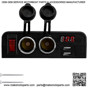 Dual USB Socket Charger,Power Outlet Cigarette Lighter Splitter Adapter with LED Voltmeter On/Off Switches,Voltage detection, for Car Rv Truck Marine Boat Camper Vehicles