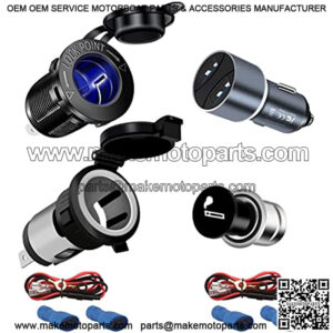 Cigarette Lighter Socket,Cigarette Lighter,Charge Dual USB Power Outlet,Waterproof 12V/24V USB Charger Socket DIY Kit for Car Boat Marine Bus Truck Golf Cart RV Motorcycle