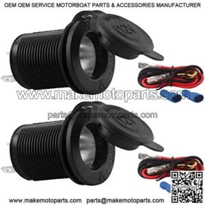 Cigarette Lighter Socket Car Marine Boat Motorcycle RV Lighter Socket Power Outlet Socket Replacement 12V 24V Waterproof Plug with Wire Fuse 2-Pack