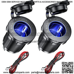 12V Cigarette Lighter Socket with Blue LED, Waterproof Cigarette Lighter Socket Replacement DIY Kit for Car Boat Marine Motorcycle ATV RV Truck Golf Cart and More, 2 Pack
