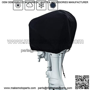 Boat Motor Cover 600D Waterproof Outboard Motor Cover, Boat Engine Cover Universal Size Fits UP-20HP Black 6