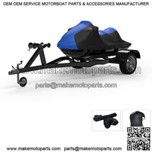 Weatherproof Jet Ski Cover Compatible with 2020 SEA DOO GTX 170 - Blue / Black Color - Trailerable - Protects from Rain, Sun, and More! Includes Trailer Straps and Storage Bag