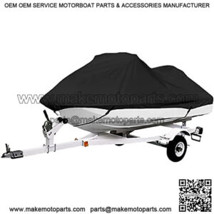 Black Trailerable PWC Personal Watercraft Cover Covers Fits 2-3 Seat Or 127"-135" Length Compatible with Waverunner, Sea Doo, Jet Ski, Polaris, Yamaha, Kawasaki Covers