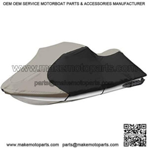 Trailerable Jet Ski Cover, Waterproof Marine Grade 600D Heavy Duty Polyester PWC Cover Gray/Black Color Fits from 126"-135" 3 Seater