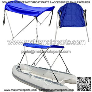Foldable Bimini Top Boat Cover Canopy Cover 2Bow Bimini Top(63" L 39????-55???? W 43.3" H) Suitable for Ships of 3.2-4.5 FT (Blue)