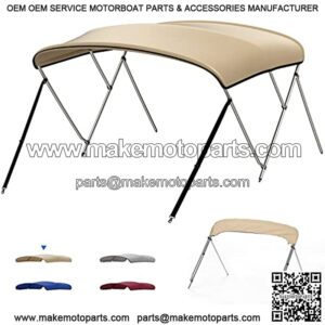 kemimoto 3 Bow Bimini Top Boat Cover, 600D Boat Canopy Waterproof with 1 Inch Stainless Aluminum Frame, 2 Adjustable Straps Front and Rear Includes Mounting Hardwares with Rear Support Pole