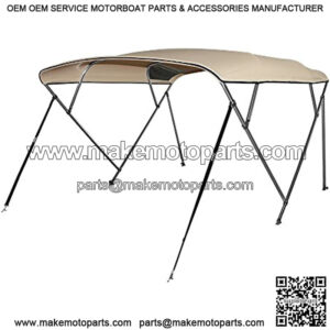 MSC 3 Bow 4 Bow Bimini Top Boat Cover with Rear Support Pole and Storage Boot, Color Grey, Burgundy,Navy,Beige,Pacific Blue,Black,Forest Green,White,Teal available (4 Bow 8'L x 54"H x 79"-84"W, Beige)