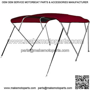 MSC 3 Bow 4 Bow Bimini Top Boat Cover with Rear Support Pole and Storage Boot (4 Bow 8'L x 54" H x 79"-84" W, Burgundy)
