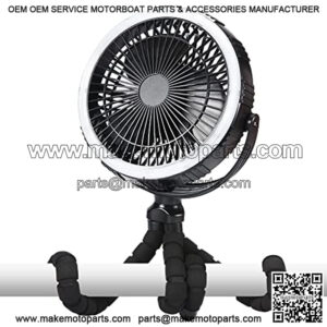 Golf Cart Fan, 8 inch 10000mAh Rechargeable Portable Fan, Battery Operated Clip On Fan with LED Light for Golf Car Boat Truck Utility Vehicles Farm ATV Forklift Construction Vehicles