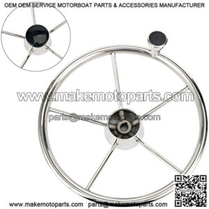 5-Spoke 13-1/2 Inch Destroyer Style Stainless Boat Steering Wheel with M Size Knob - 9310SRF1