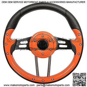 Golf Cart Steering Wheel- Aviator Orange & Black- 13" Diameter