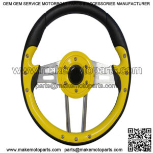 Golf Cart Steering Wheel- Yellow Grip/ Black Spokes 13" Diameter