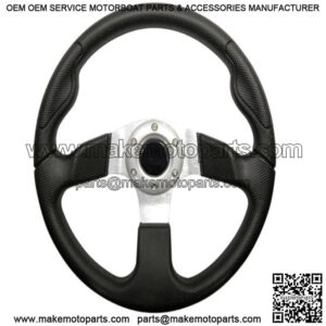 Golf Cart Steering Wheel- Formula GT Black Grip/ Brushed Aluminum Spokes