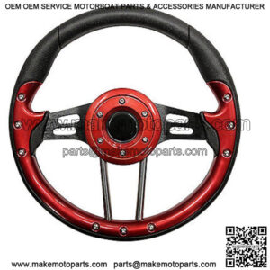 Golf Cart Steering Wheel- Red w/ Black Spokes 13" Diameter