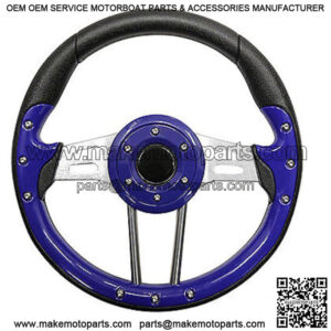 Golf Cart Steering Wheel- Blue Grip with Brushed Aluminum Spokes- 13" Diameter