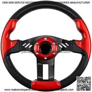 Golf Cart Steering Wheel, Skid Steering Wheel, Universal Golf Cart for Club Car EZGO RXV and TXT, Yamaha, Precedent Tempo, DS??5115Red??