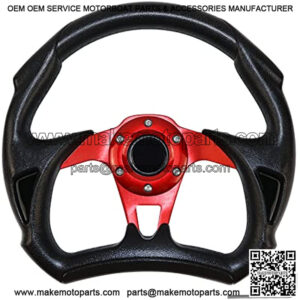12.5 Inch Golf Cart Steering Wheel, Skid Steering Wheel, Universal Golf Cart for Club Car EZGO RXV and TXT, Yamaha, Precedent Tempo, DS??5117Red??