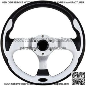 12.5 Inch Golf Cart Steering Wheel, Skid Steering Wheel, Universal Golf Cart for Club Car EZGO RXV and TXT, Yamaha, Precedent Tempo, DS??5156White??