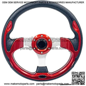Universal 12.5" Golf Cart Steering Wheel for Club Car DS & Precedent Yamaha EZGO RXV & TXT Golf Cart Steering Wheel Red