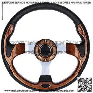 Golf Cart Steering Wheel, Universal Design Fit EZGO RXV & TXT, Club Car DS, Club Car Precedent Tempo, Yamaha, Most Golf Cart (Style1 Wood)
