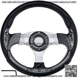 Universal Racing Steering Wheel for Golf Cart, Aluminum with Horn Button for Car, 12.5??/320mm 6 Bolts Grip Vinyl Leather??black & carbon fiber
