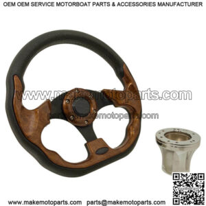 Club Car DS 1982-Up Golf Cart Woodgrain 12.5 Steering Wheel & Chrome Adapter Kit